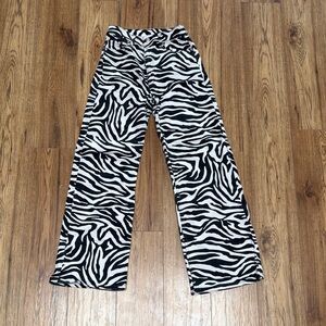H&M Zebra-Print Wide Leg Pants - Black & White